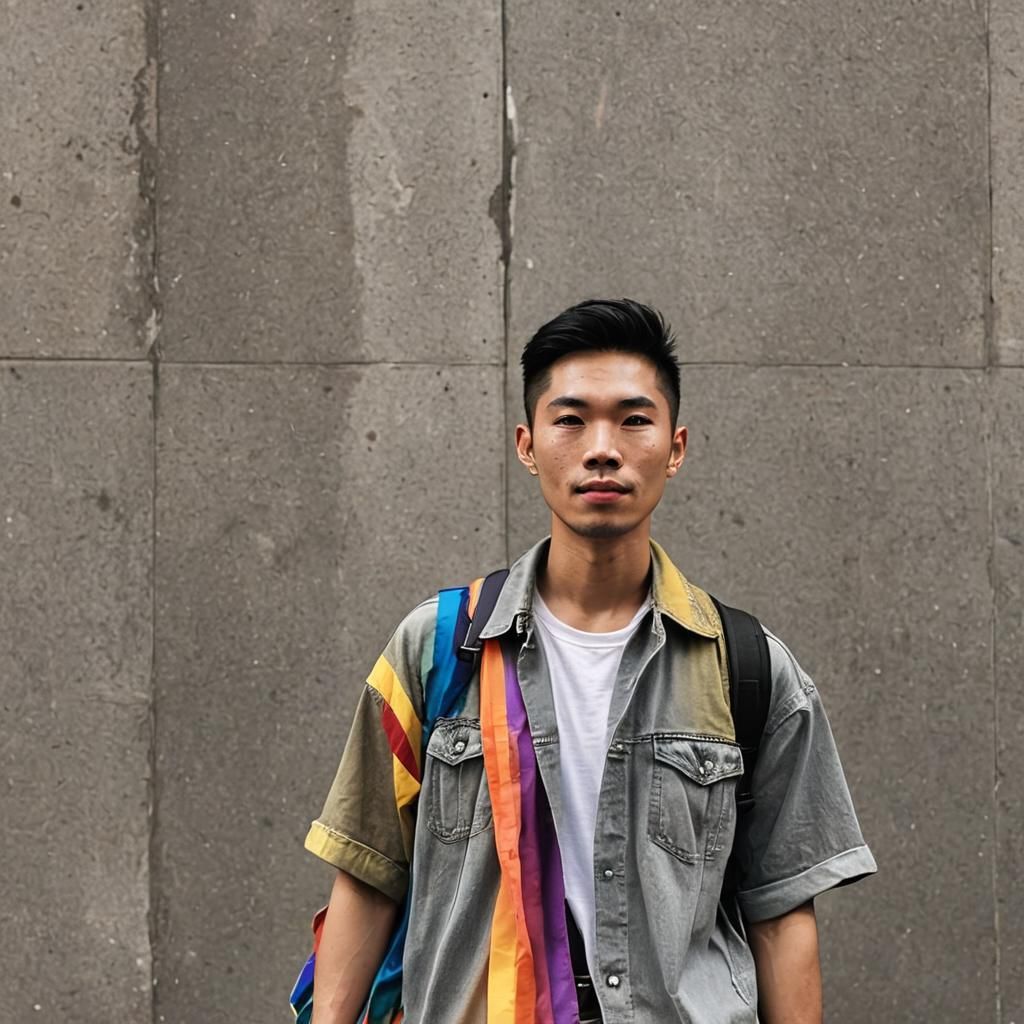 Young Asian Man Celebrates Gay Pride