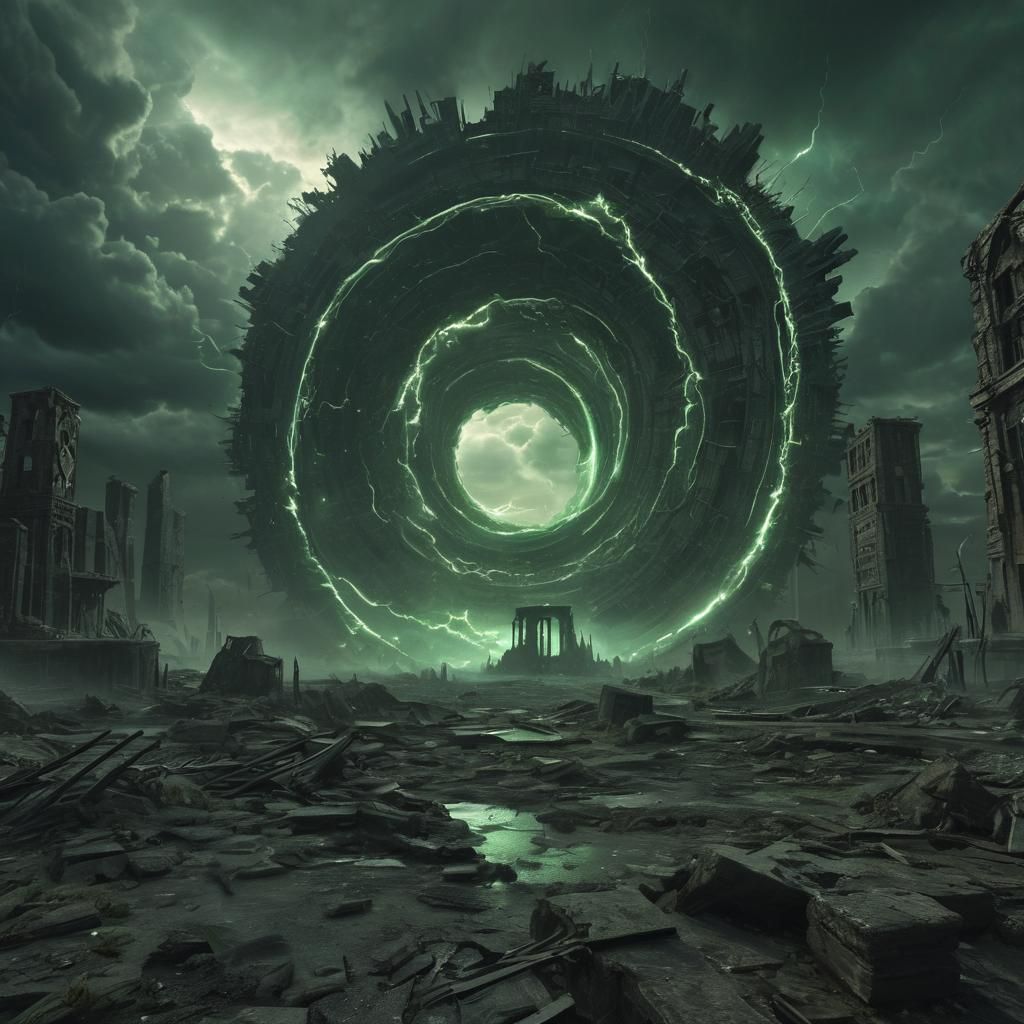 Apocalyptic Quantum Portal in Biomorphic Lowbrow Art