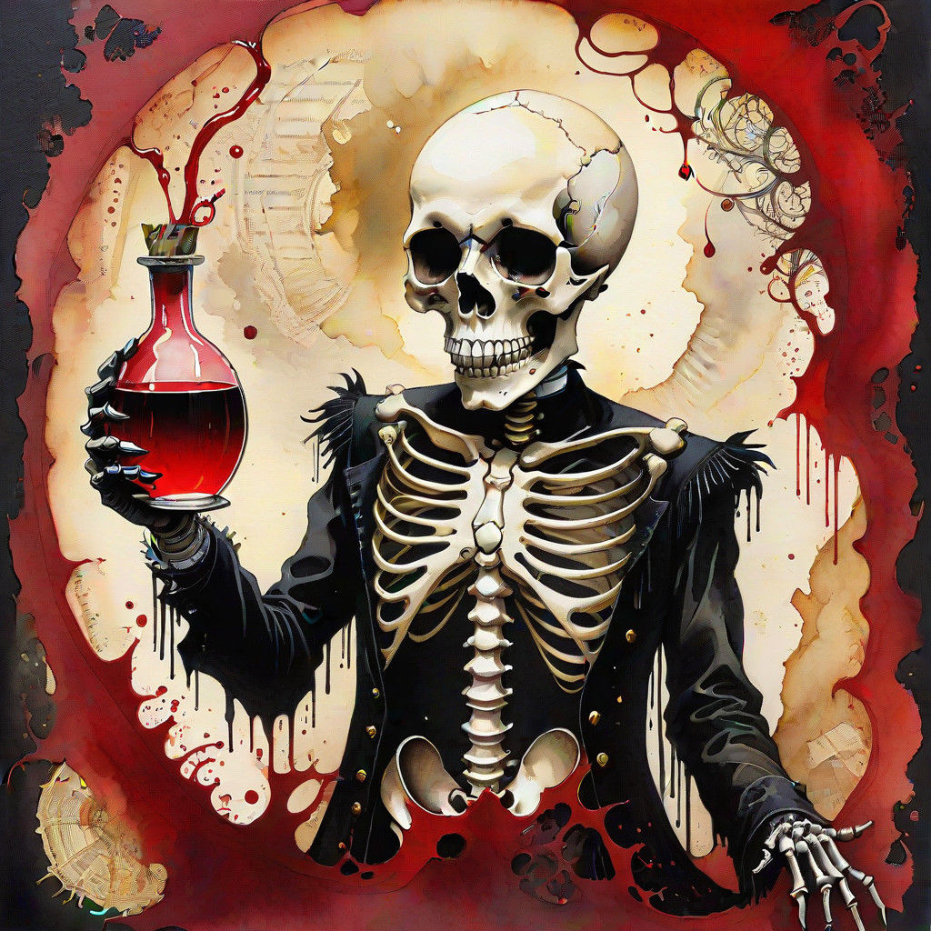 Occult Skeleton in Vintage Watercolor