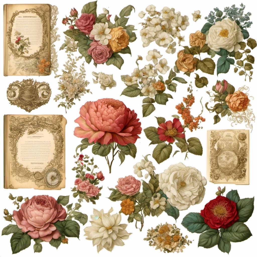 Vintage Floral Ephemera for Junk Journals