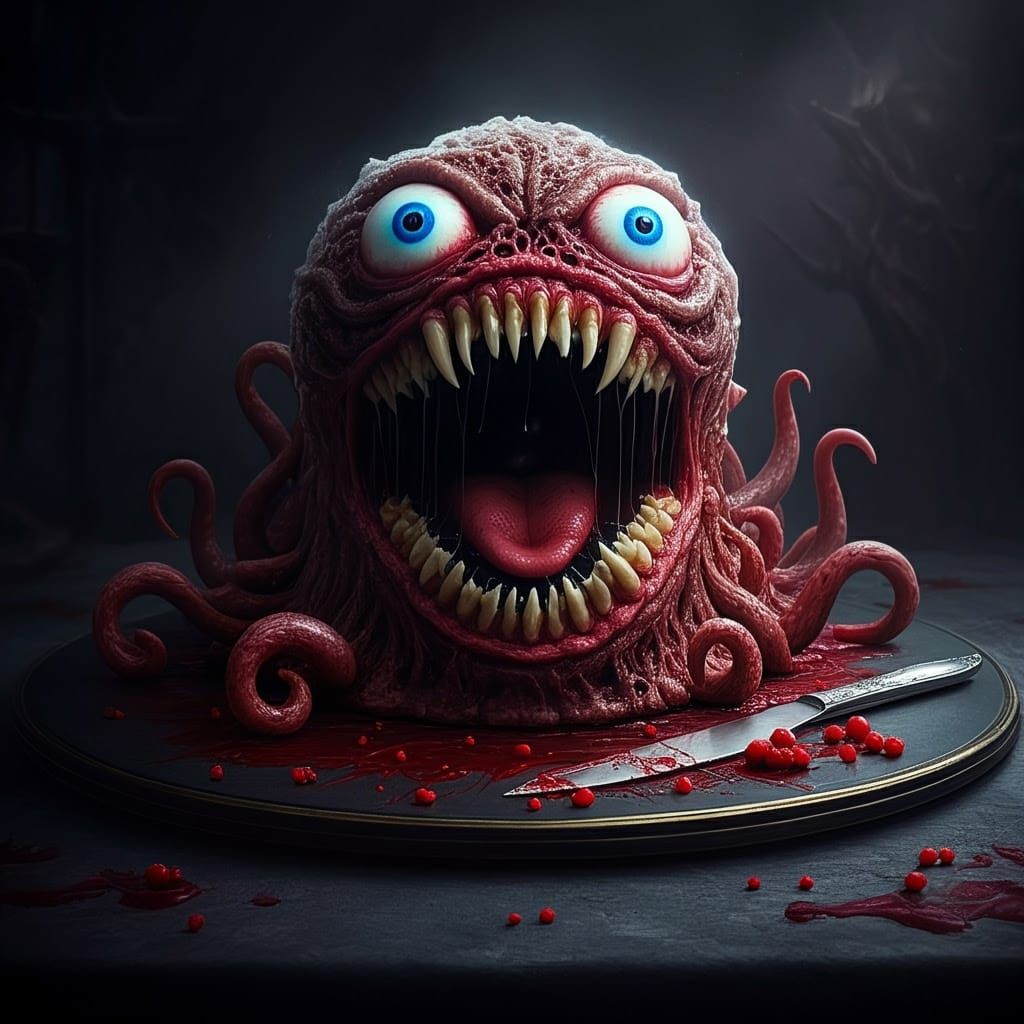 Gothic Cake Abomination in Hyper-Realistic CGI