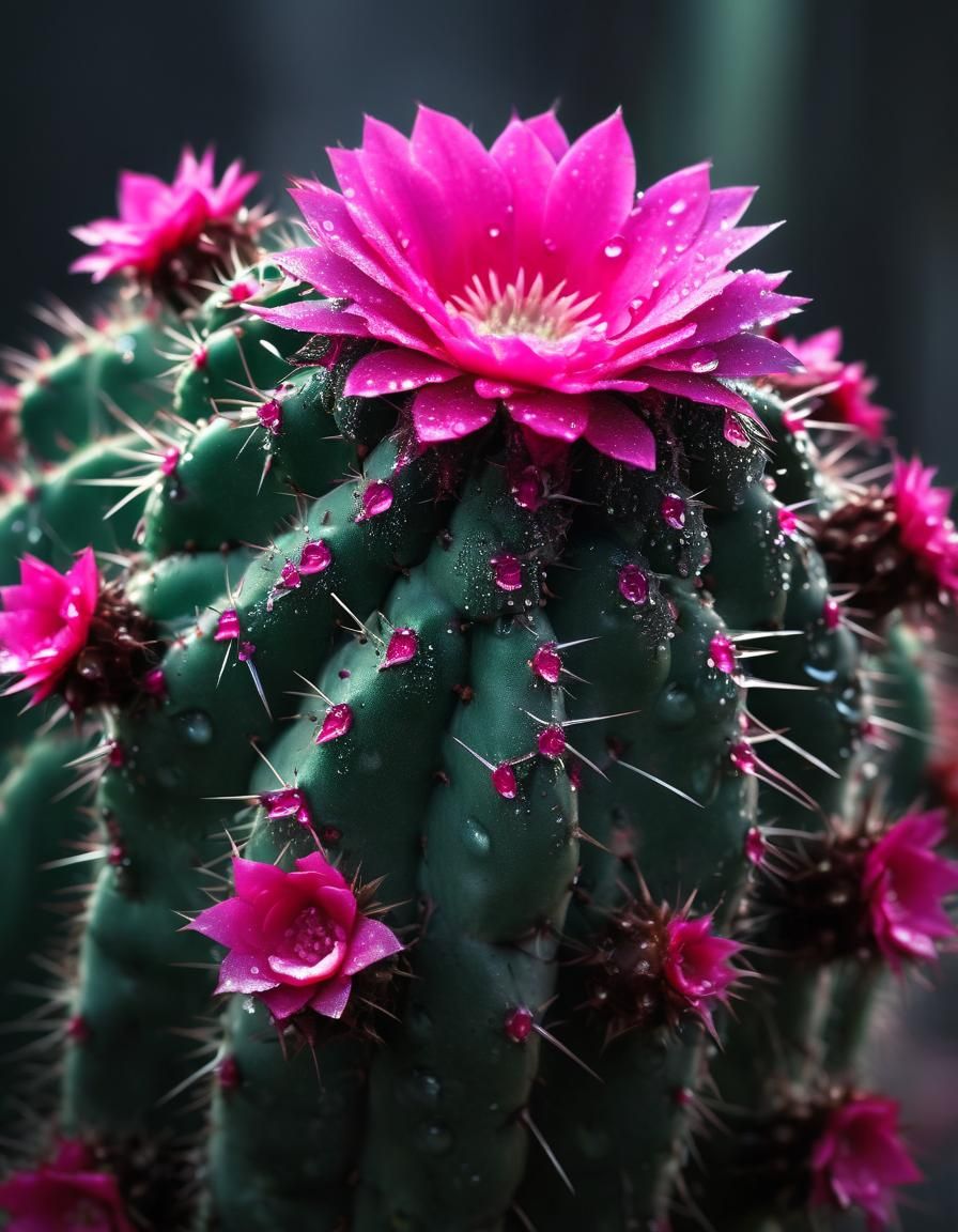 Neon Cactus Flower Macro Photography