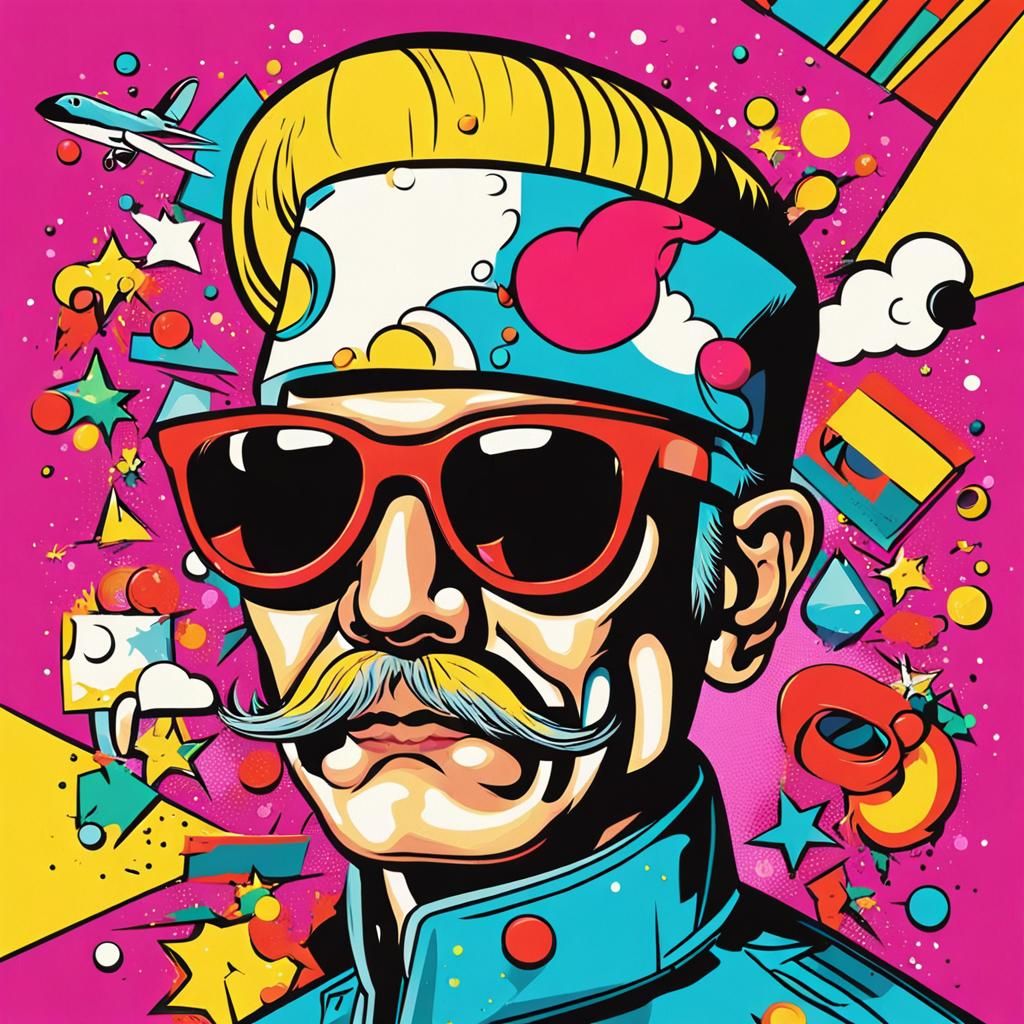 Vibrant Pop Art Illustration of Pop Culture Icons