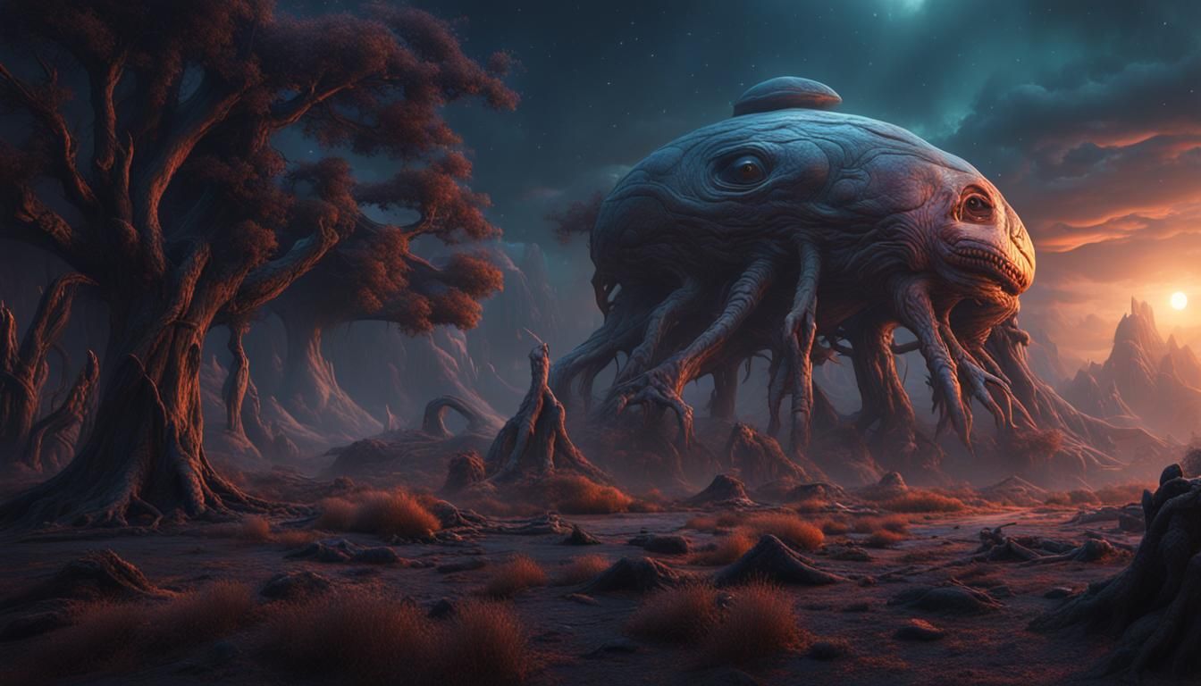 Twilight Zone Alien in Detailed Matte Painting
