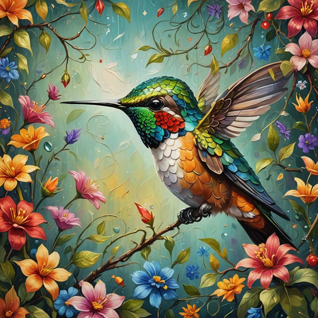 Hummingbird with Pinocchio Nose in Fantasy Art
