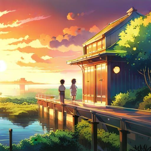 Anime Style Cityscape: Key Visual Art
