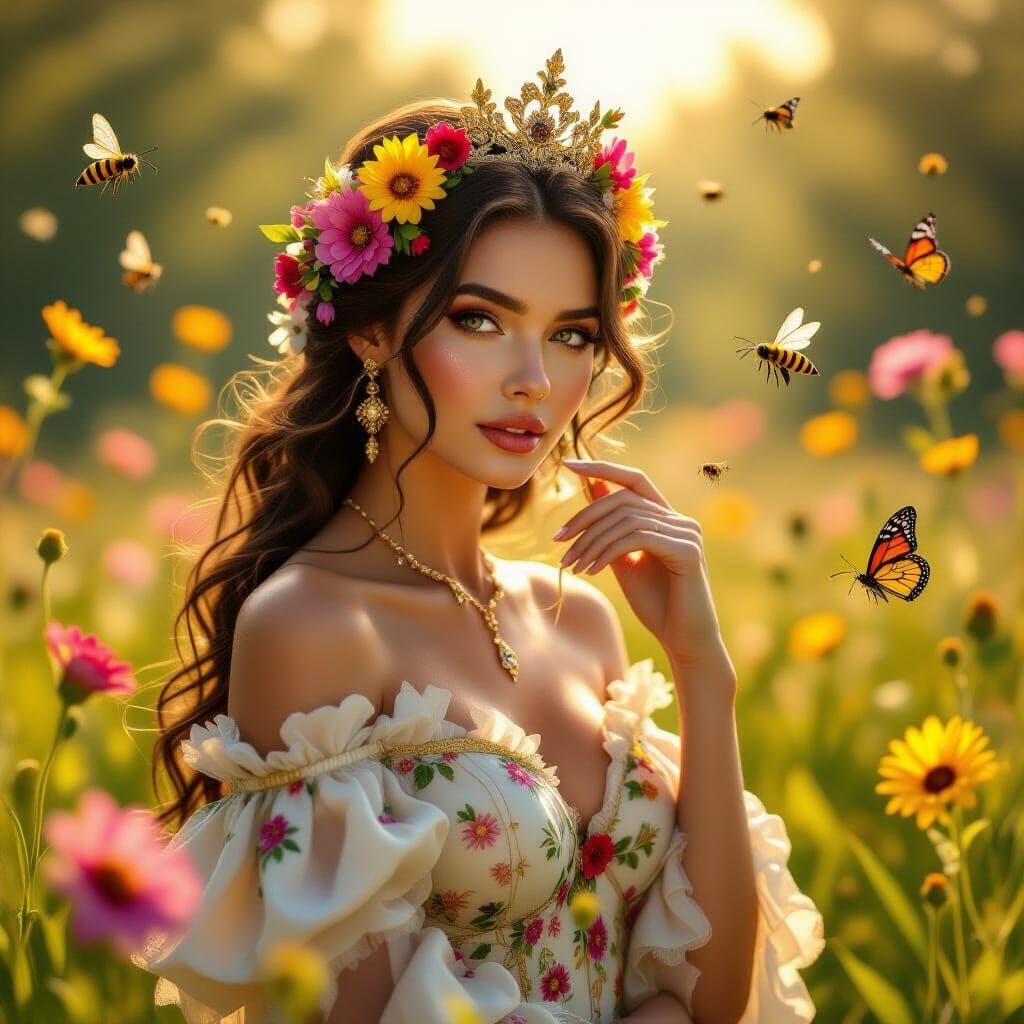 Queen of Summer in Sun-Drenched Meadow