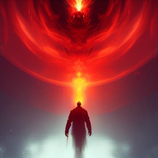 Cosmic Fire Man in Detailed Dark Fantasy Art