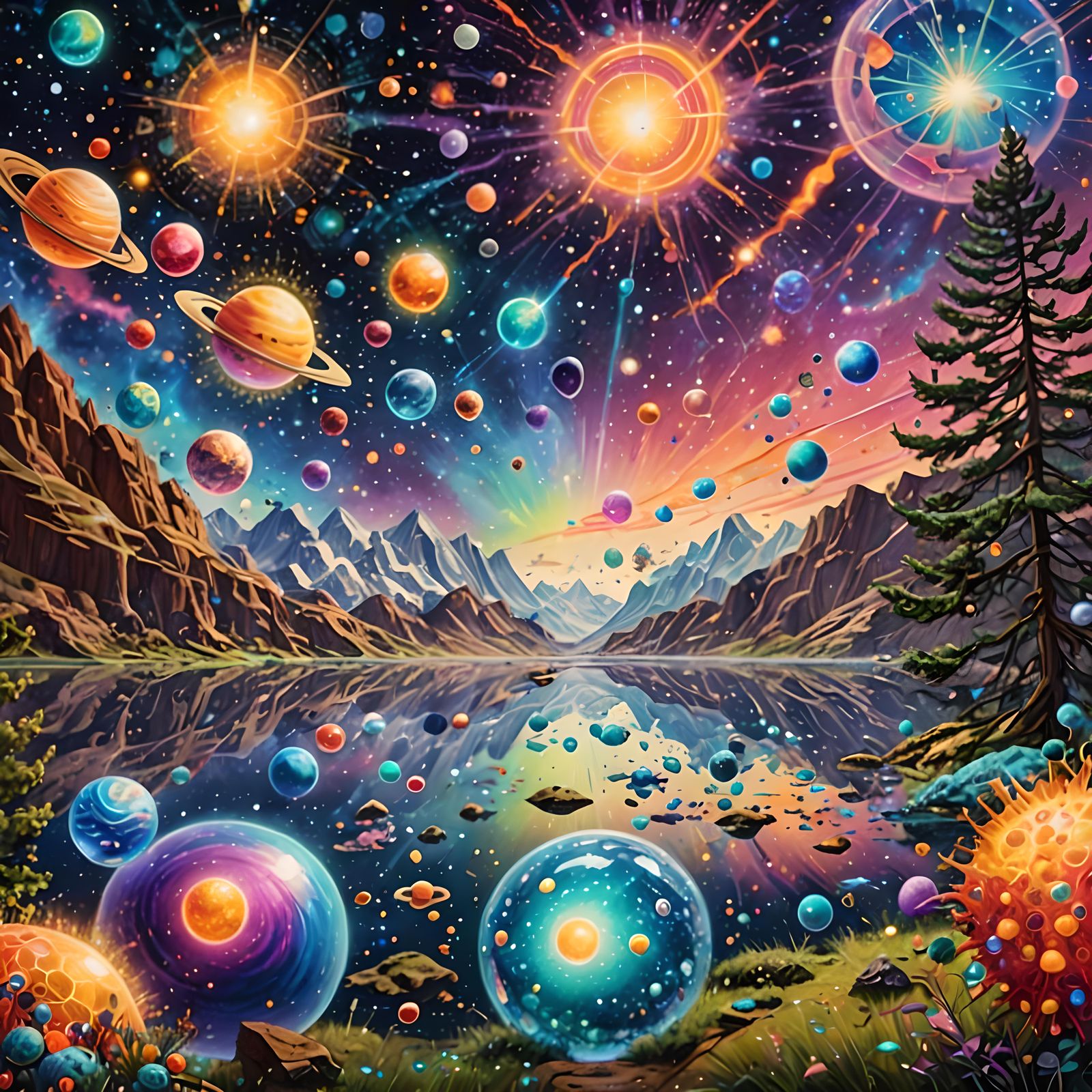 Holographic Bubbles: Cosmic Astral Illustration
