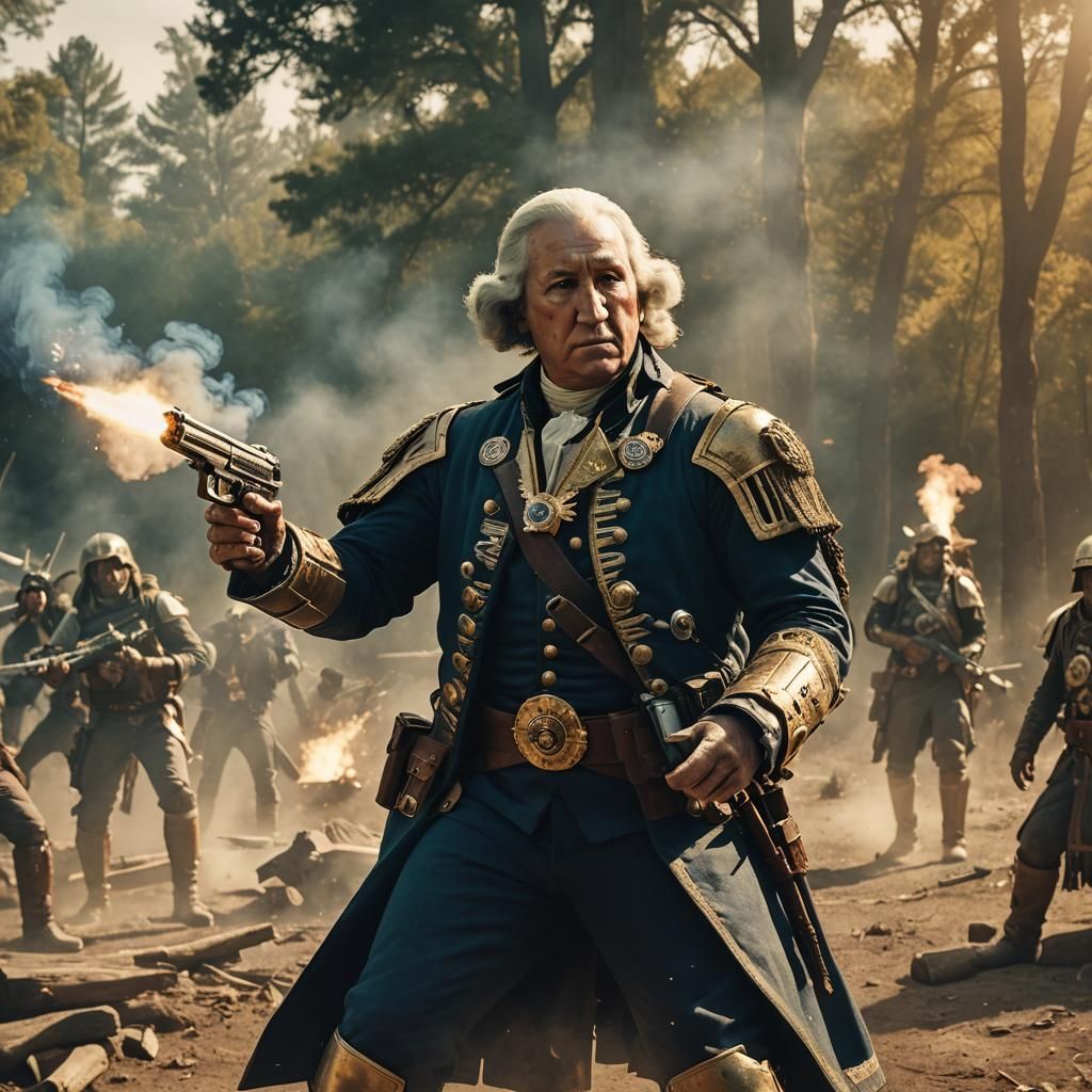 George Washington in Space Marine Armor Duel