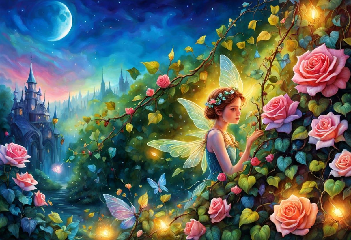 Hyperrealistic Fairy Wonderland in Vibrant Oil Painting