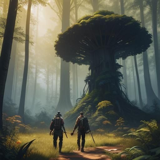 Lovers Embrace in Lush Fantasy Garden