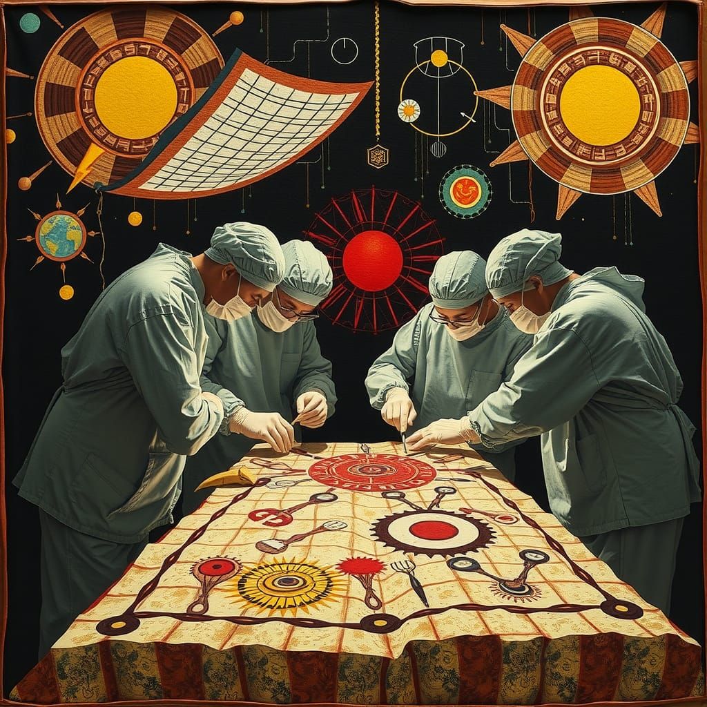 Surreal Surgeons Collaborate on Quilt, Dadaist Style
