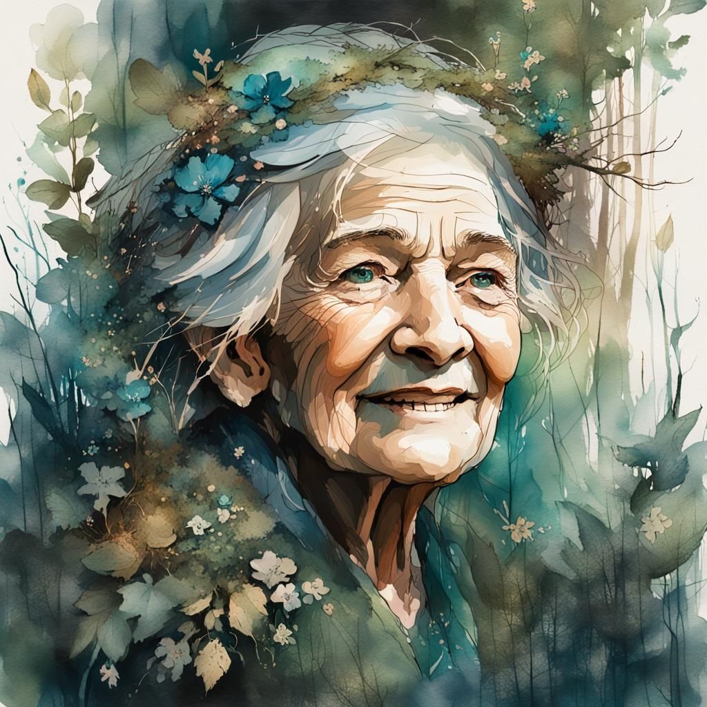 Ethereal Forest Portrait in Pre-Raphaelite Style