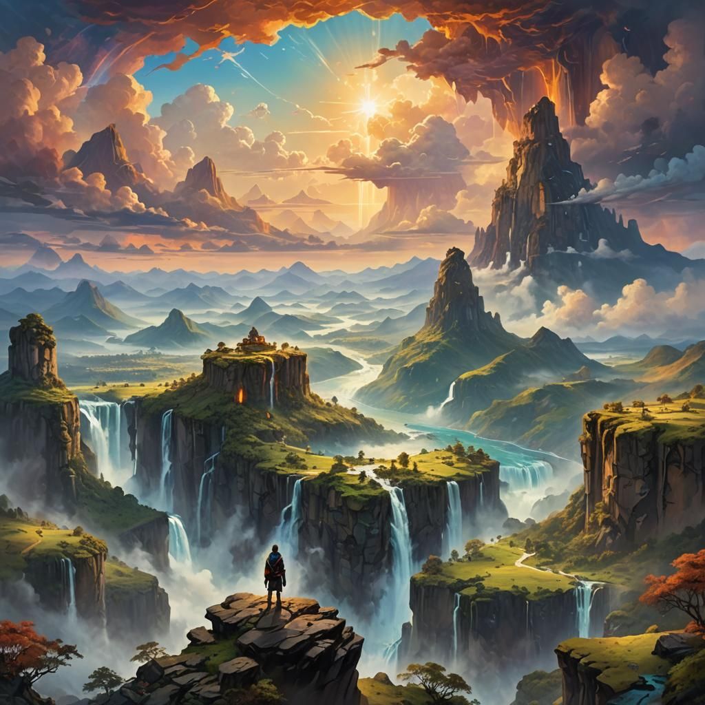 Epic Fantasy Landscape with Floating Islands