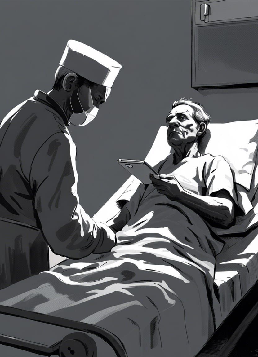 Hospital Patient and Nurse in Dystopian Art