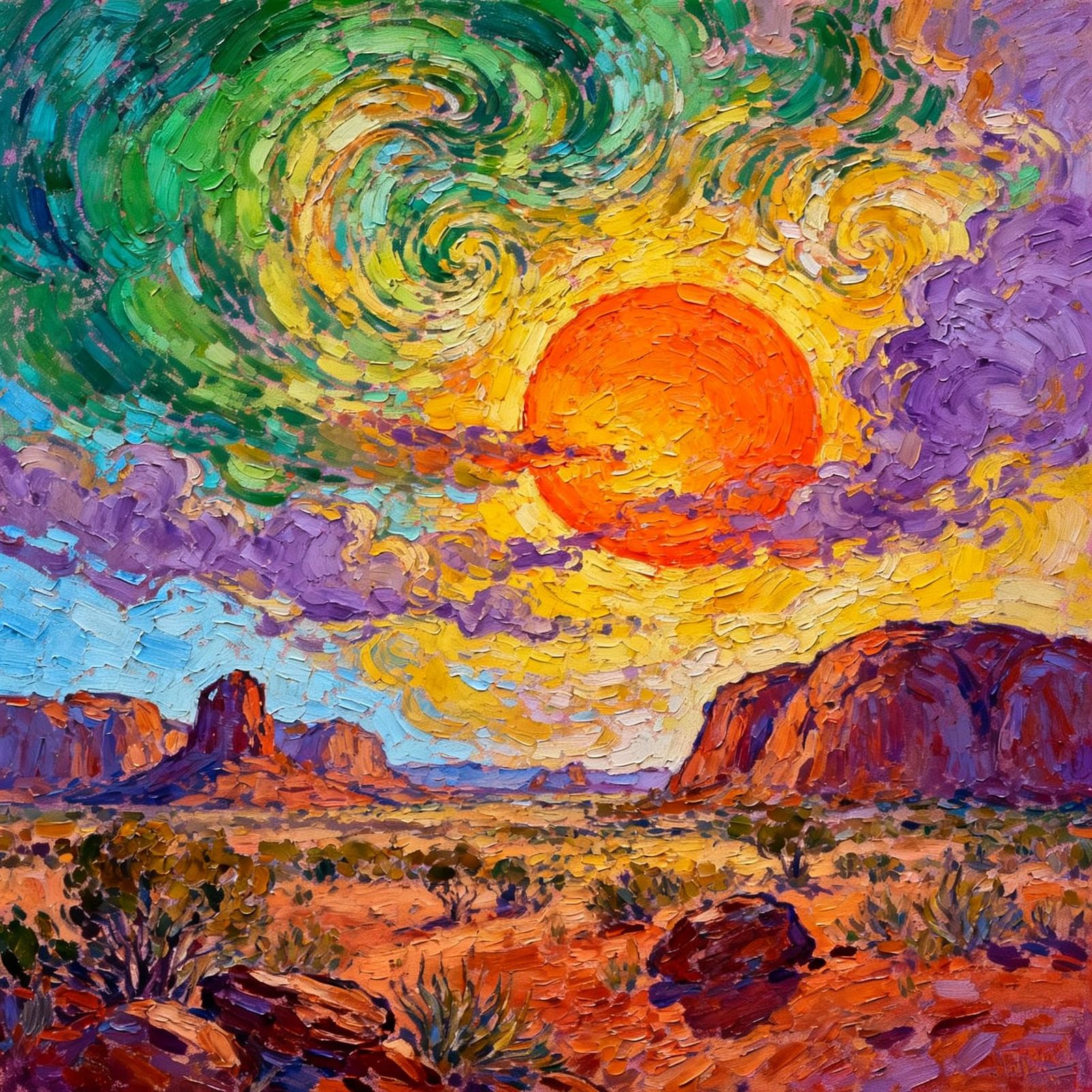 Vibrant Outback Landscape With Swirling Colors and Textured ...
