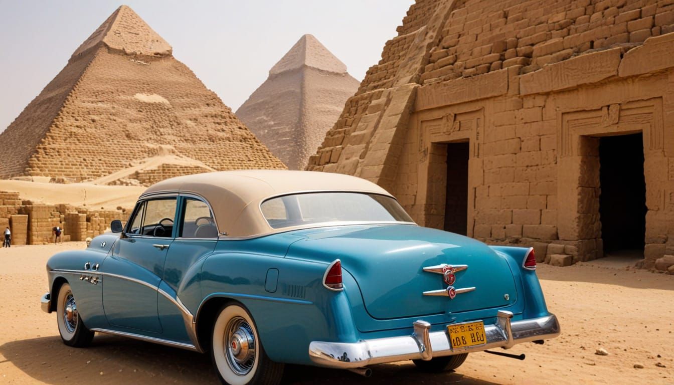1953 Buick at the Egyptian Pyramids