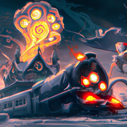 Ghost Rider on Polar Express in Art Deco Style