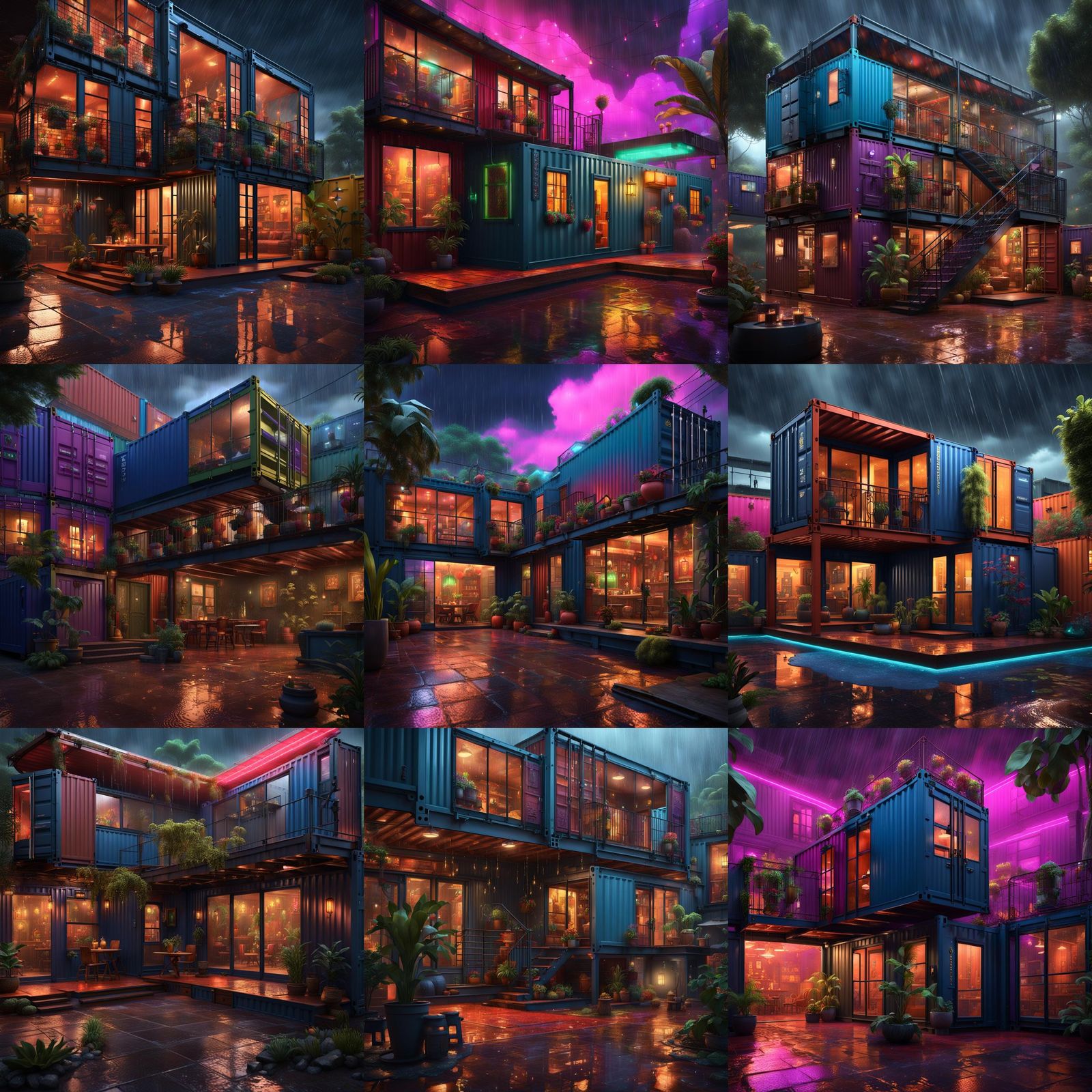 Spanish Courtyard House Made of Shipping Containers