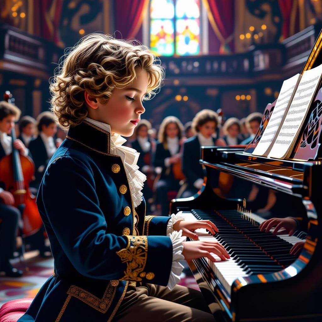 Young Mozart Plays Piano in German Castle Concert
