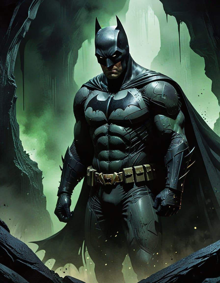 Batman in Dark, Gritty Comic Book Style