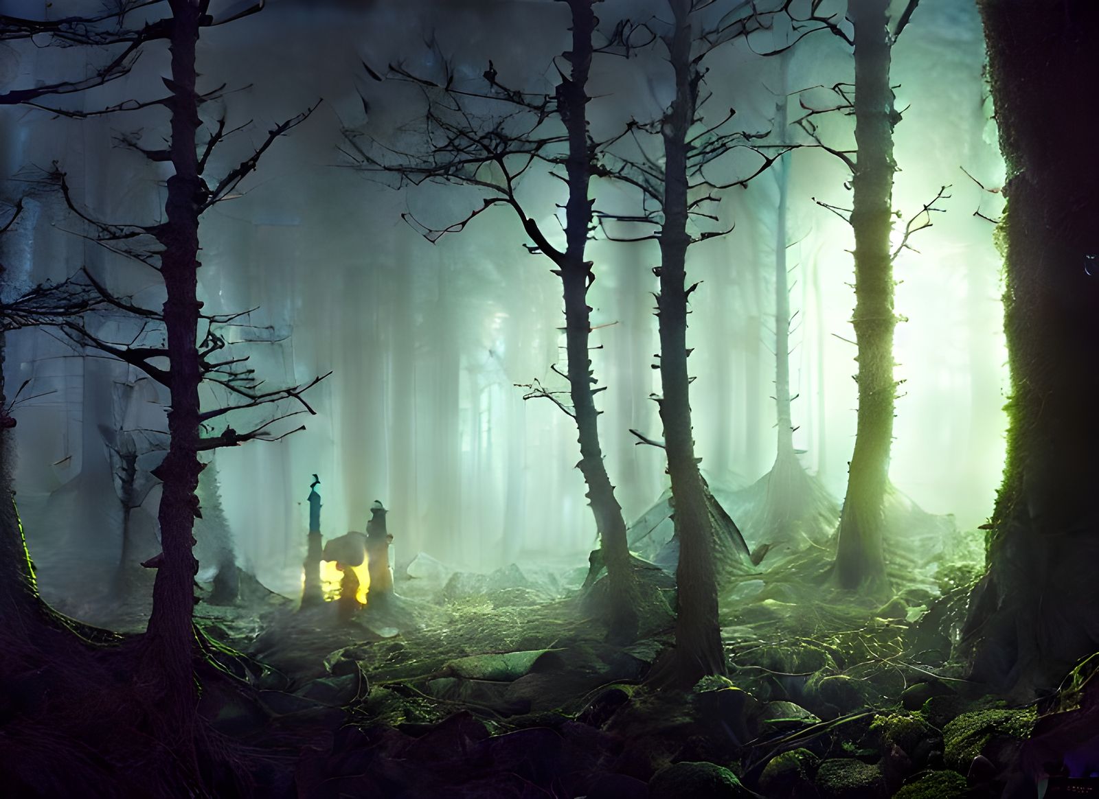 Epic Lit Scene: Dark Realm Digital Painting