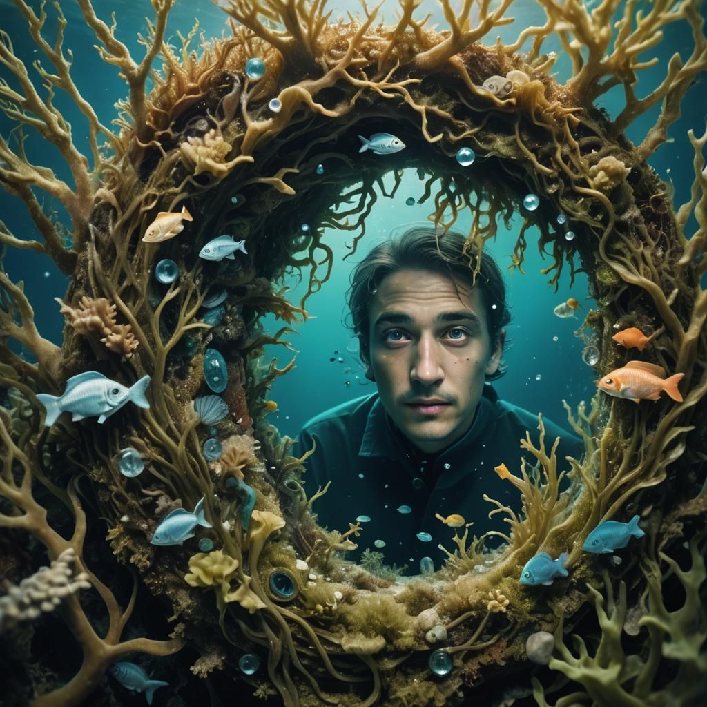 Underwater World Keyhole: Dreamlike Impressionist Art