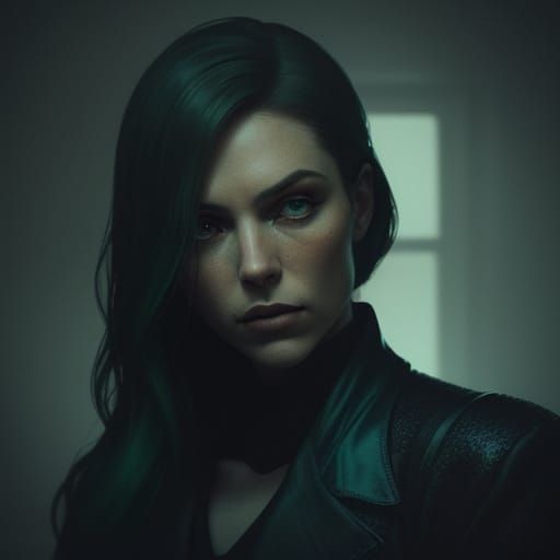 Mysterious Woman in Smoky Room