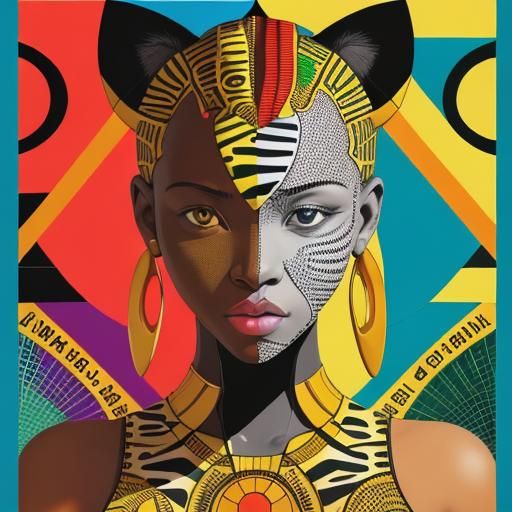 Africa: Pop Art Screen Print in Bauhaus Style
