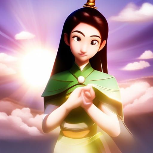 Gentle Mulan with Anime Eyes and Sword