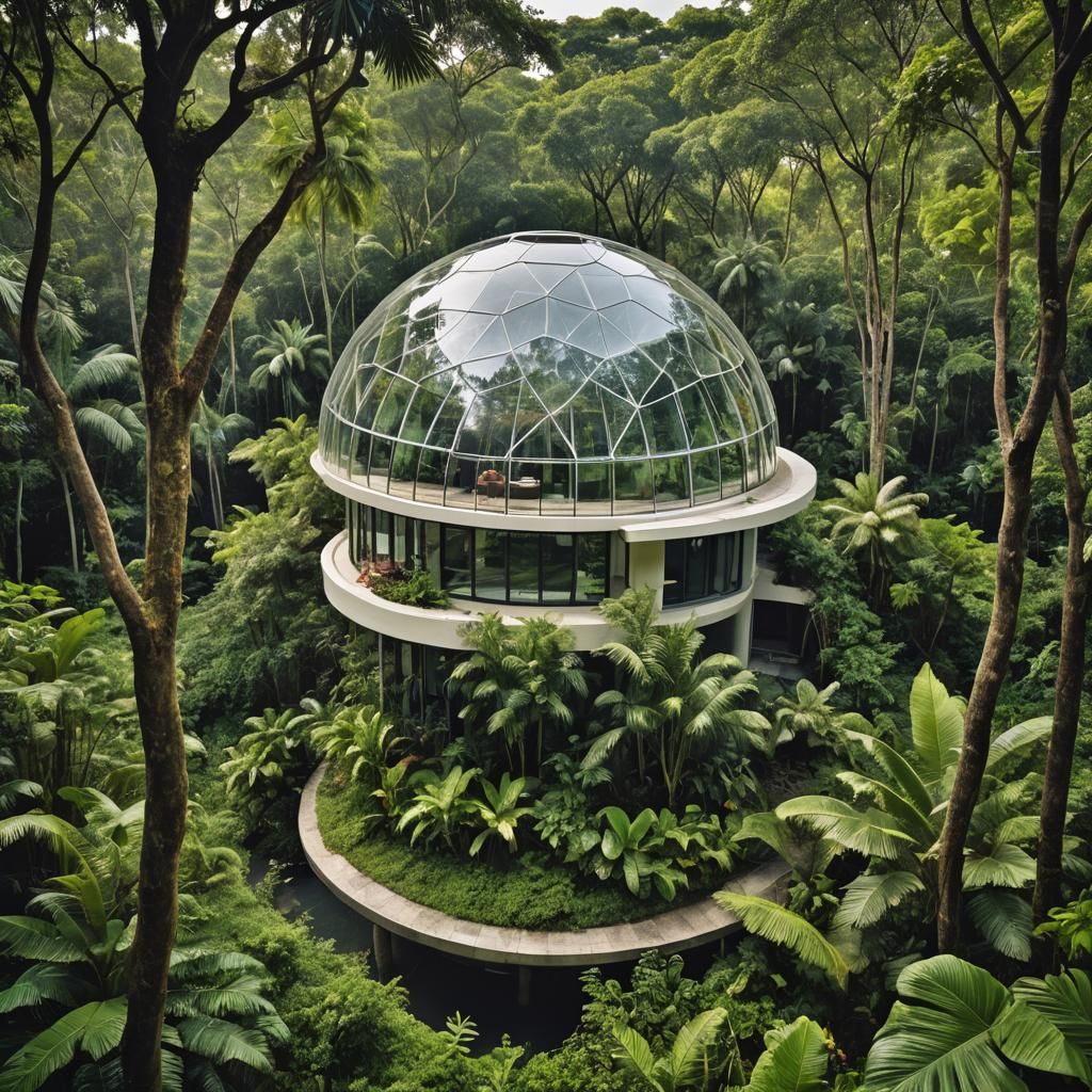 Contemporary Dome House in Tropical Foliage