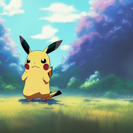 Pikachu in Ghibli Style Anime Key Visual