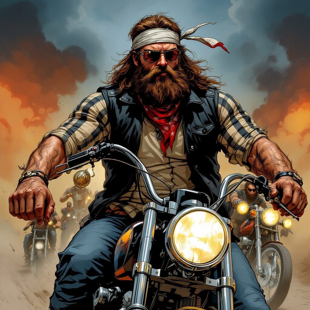 Outlaw Biker Lord in Leather and Steel