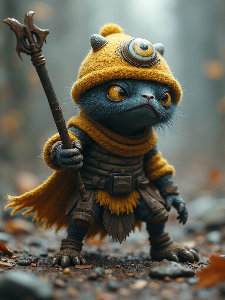 Berserker Wearing a Fuzzry Eyeball Hat in Full Battle Cry