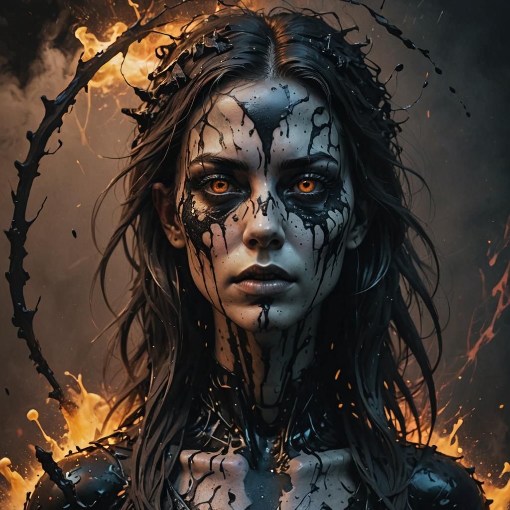 Figure Floating in Black Mist: Hyperrealistic Digital Art