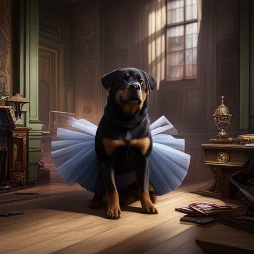 Rottweiler in Tutu: Fantasy Ballet Art