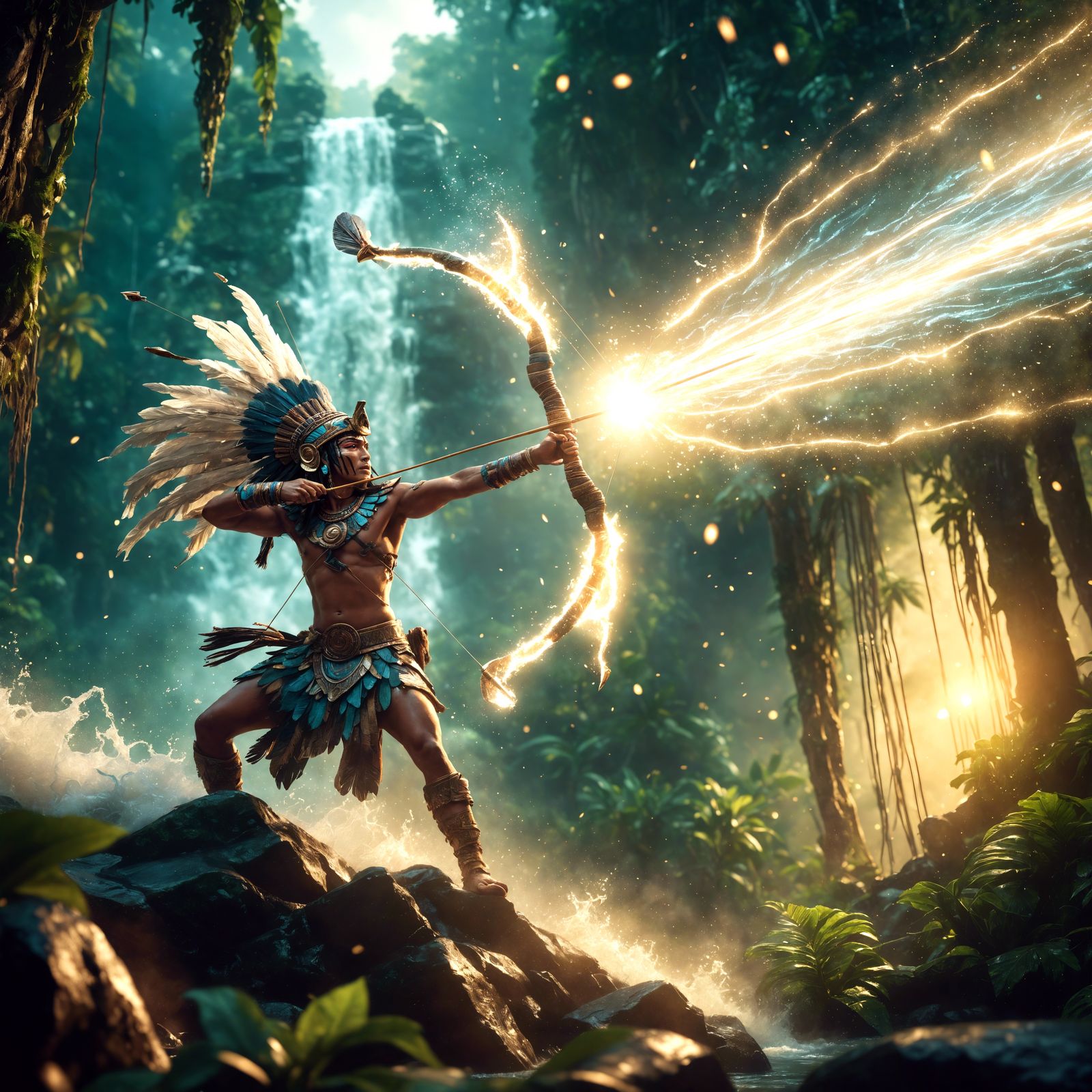 Aztec Water Deity Fires Water Arrow