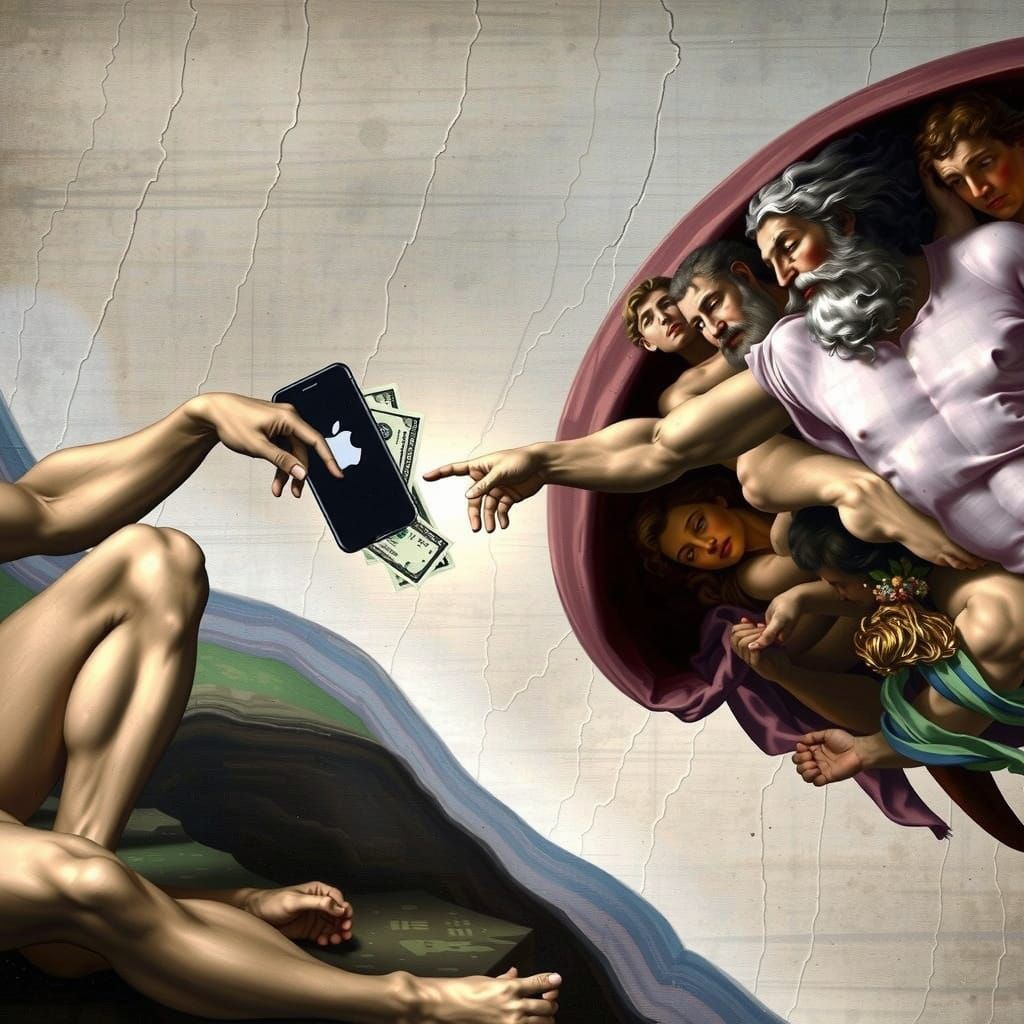 Hyper-Realistic God and Adam Exchange Modern Touch in 8K Mas...