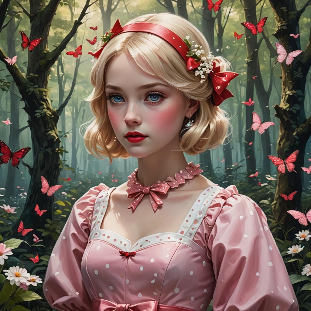 Blonde Princess in Forest: Detailed Matte Painting