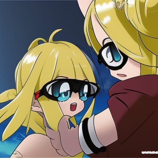 Cute Anime Girl with Yellow Hair and Goggles