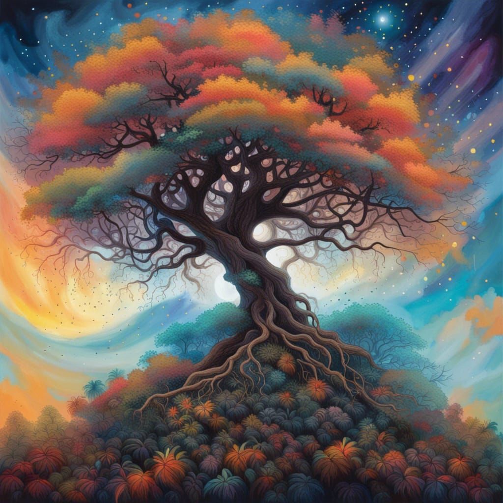 Mystical Jungle Tree in Anime Art Style