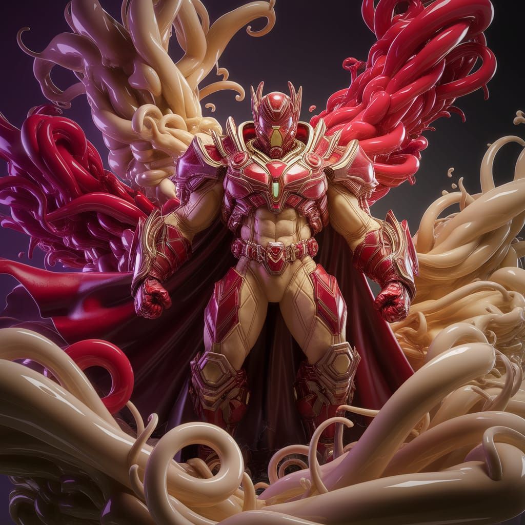 Superhero Engulfed in Noble Gases: Dark Fantasy Art