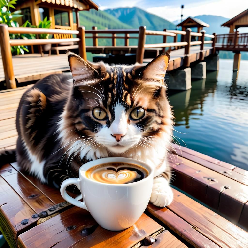 Cat on Bridge to Eyelashes in Coffee