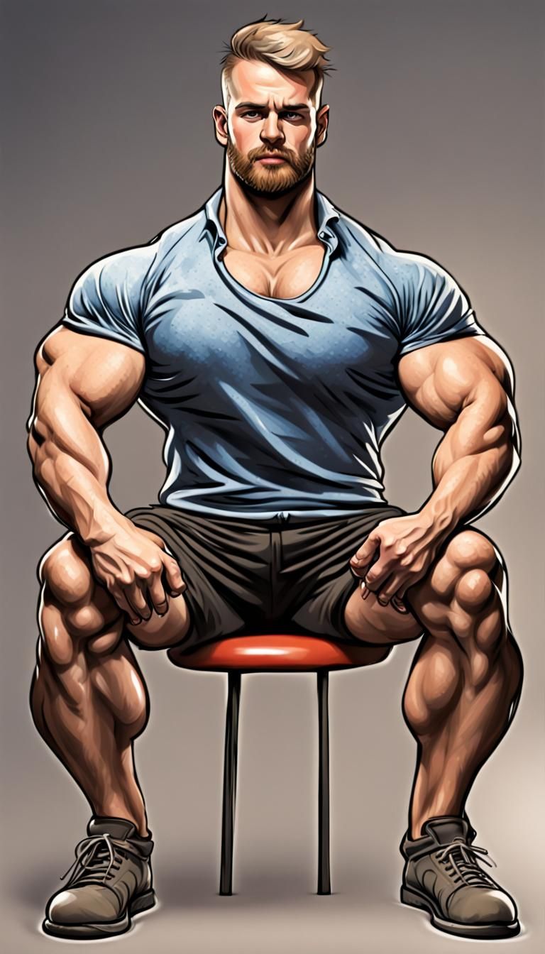 Attractive Bodybuilder Flexing in Professional Portrait