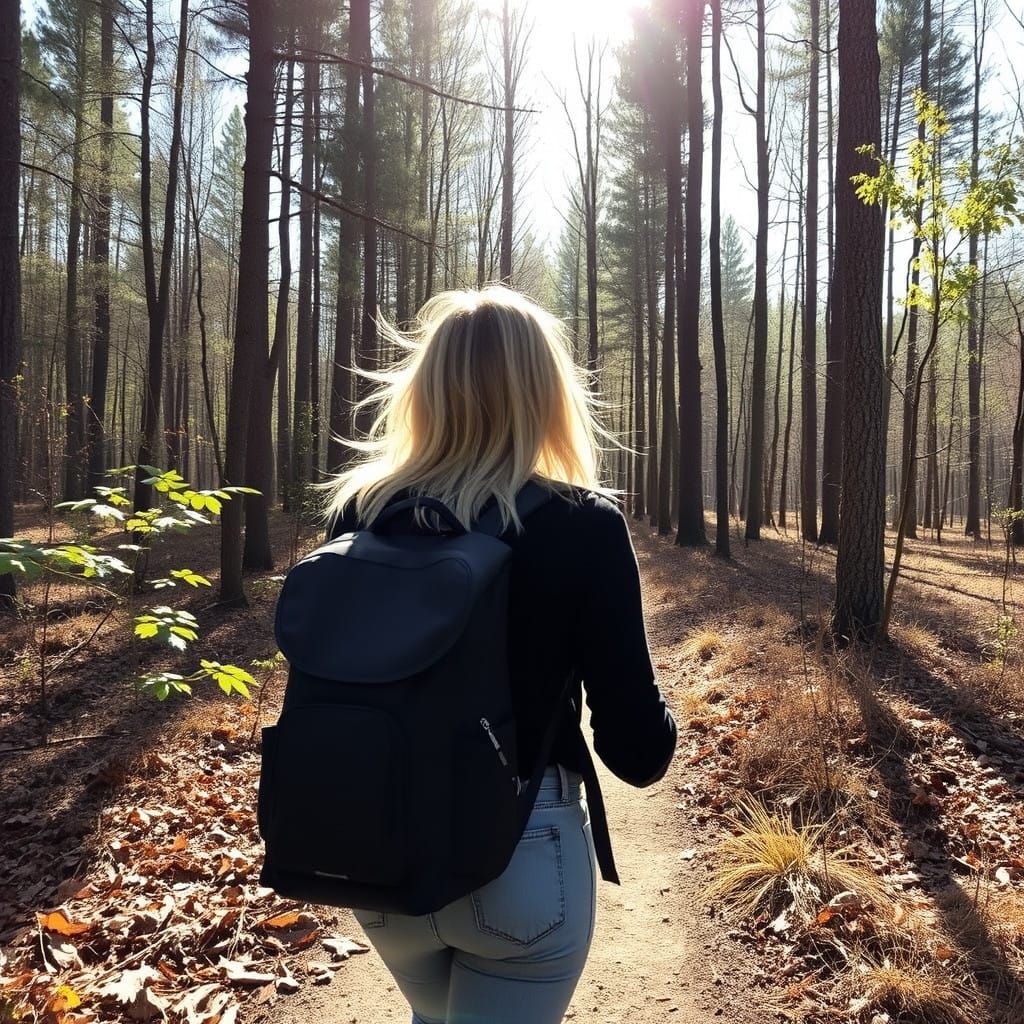 Sunny Blonde Hiker Embracing the Great Outdoors