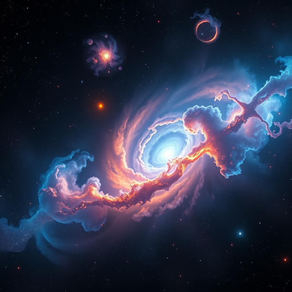 Iridescent Galaxies in Matte Painting Style