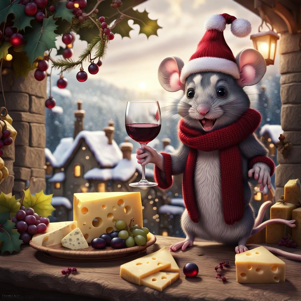 Mouse celebrating Christmas