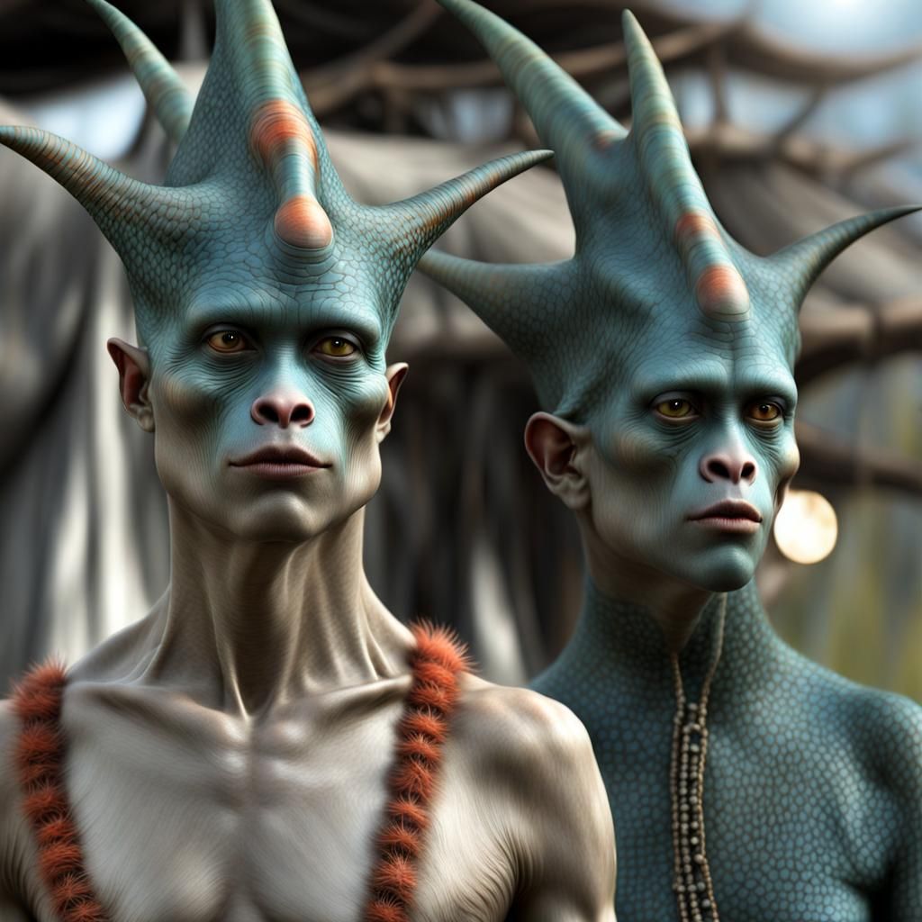 Exotic Aliens and Humans Party: Hyperrealistic Surrealism