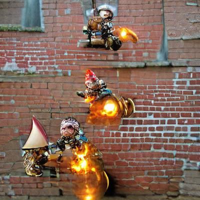 Steampunk Fire-Breathing Gnome Battle Scene